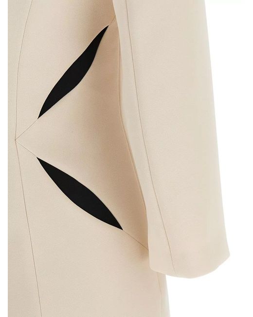 Elisabetta Franchi Natural Knee Length Dress Featuring Cut Out Design