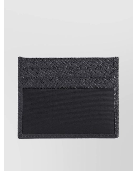 Prada Black Re-Nylon Textured Leather Card Holder