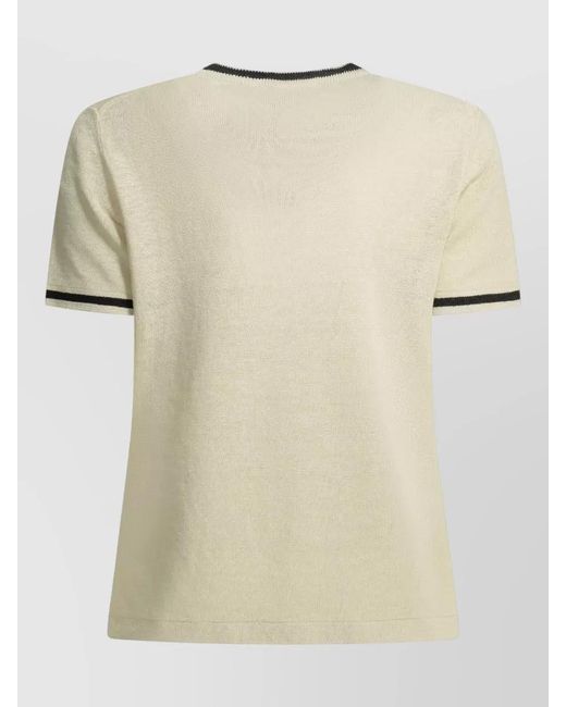 Max Mara Natural Linen Crew Neck Sweater Short Sleeves