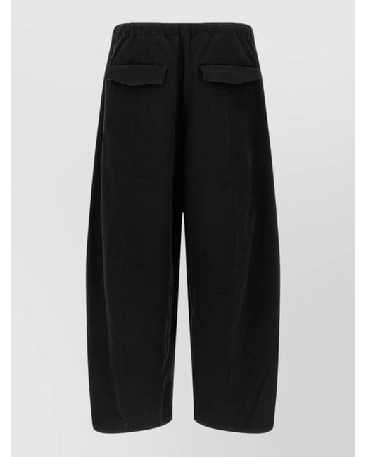 Entire studios Black Cotton Loose Barrel-Leg Drawstring Shorts for men