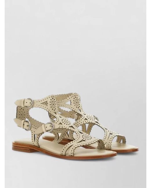 Ash Natural Sandalwood Ankle Strap Flat Sole Sandals
