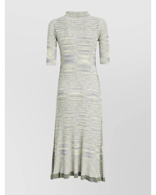 Proenza Schouler White Ribbed Texture Midi Length Short Sleeves Dress