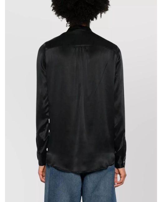 Pierre Louis Mascia Black Silk Long-Sleeve Shirt