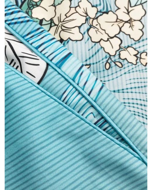 F.R.S For Restless Sleepers Blue Cotton Shorts Floral And Japanese Branch