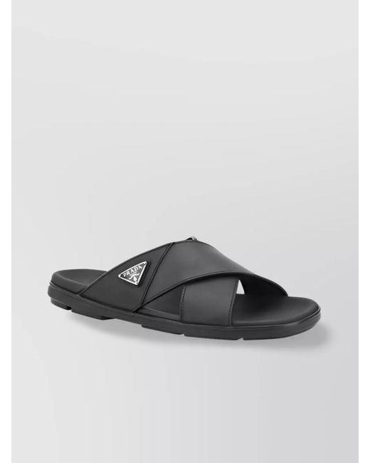 Prada Multicolor Braided Leather Cross Strap Sandals for men