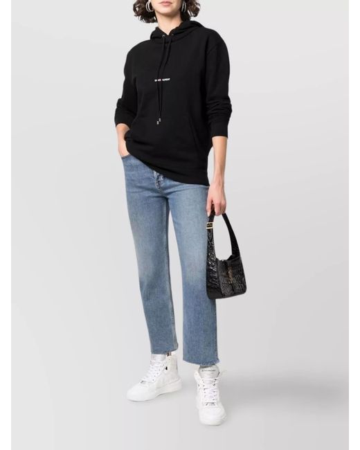 Saint Laurent Black Cotton Logo-Print Hoodie