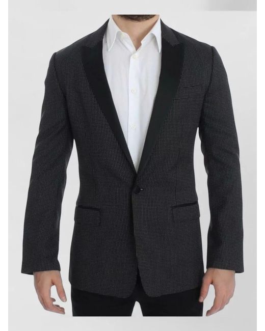 Dolce & Gabbana Black Wool Slim-Fit Blazer for men