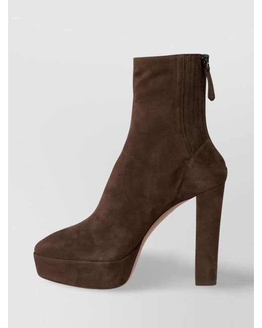 Aquazzura Brown Suede Leather Saint Honore 120 Mm Ankle Boots