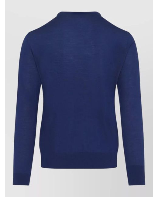 Giorgio Armani Blue Virgin Wool Ribbed Crew-Neck Jumper for men