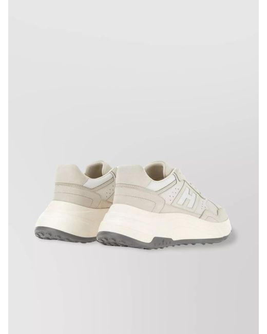 Hogan White Leather Panelled Low-Top Sneakers
