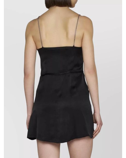 Palm Angels Black Cupro Chain-Strap Mini Dress