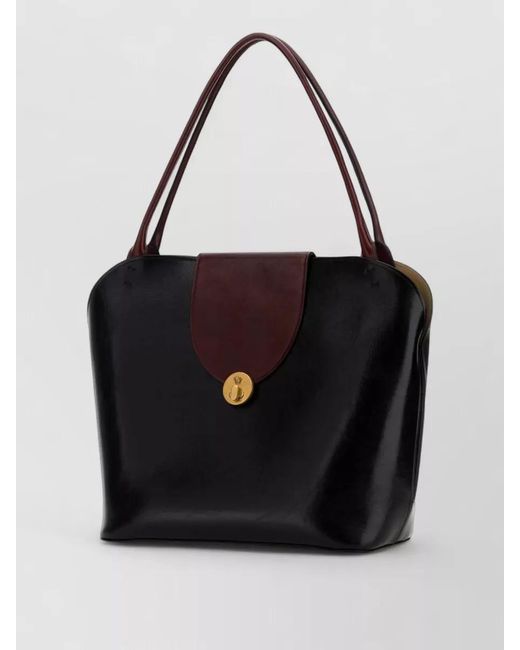 Versace Black Leather Shopping Bag Structured Shape Top Handle