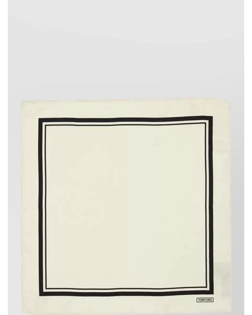 Tom Ford Natural Border Design Square Pocket Handkerchief for men