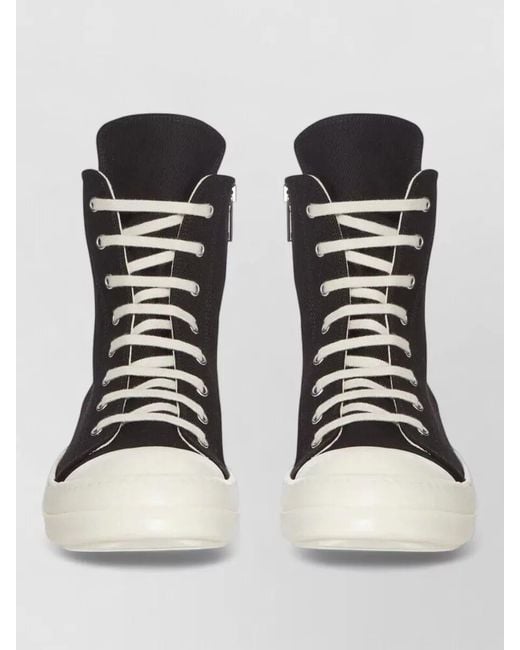 Rick Owens Black Denim High Top Boots Embroidered Detail Sole for men