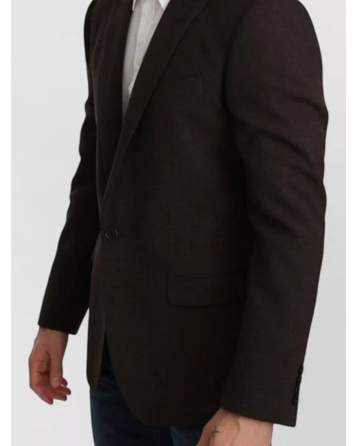 Dolce & Gabbana Black Virgin Wool Slim-Fit Single-Breasted Blazer for men