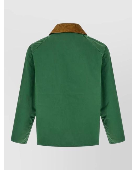 Barbour Green Heritage Jacket Corduroy Collar Raglan Sleeves for men