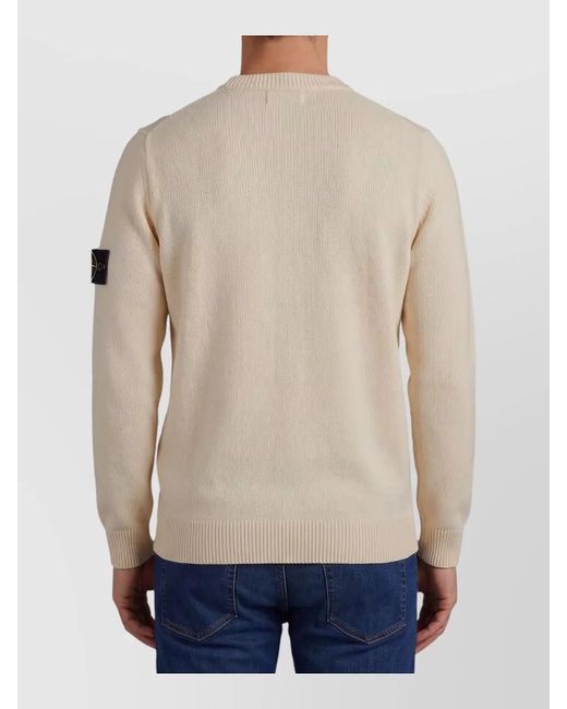 Stone Island Natural Crewneck Sweater Lambs Wool Blend for men