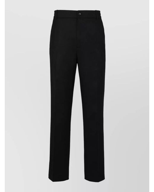 Moncler Black Virgin Wool Regular-Fit Straight-Leg Trousers for men
