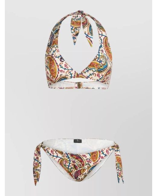 Etro Gray Printed Halterneck Bikini