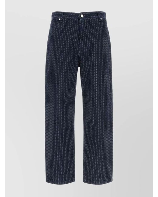 Fendi Blue Embroidered Denim Straight-Leg Jeans for men