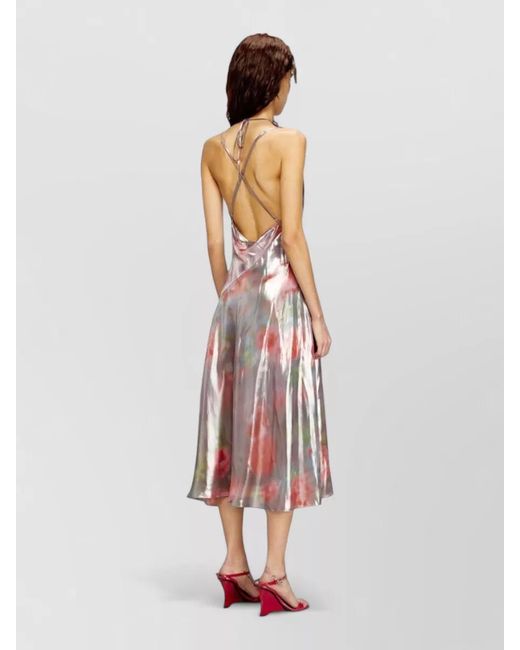 DIESEL White Draped Neckline Halter Neck Sleeveless Midi Dress