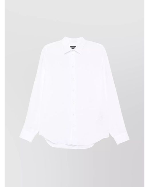 Emporio Armani White Linen Long-Sleeve Shirt for men