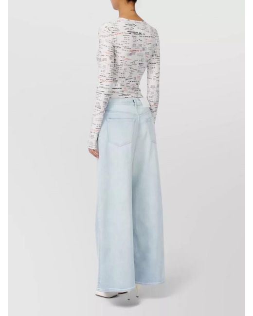 MM6 by Maison Margiela Blue Denim Drawstring Wide-Leg Jeans