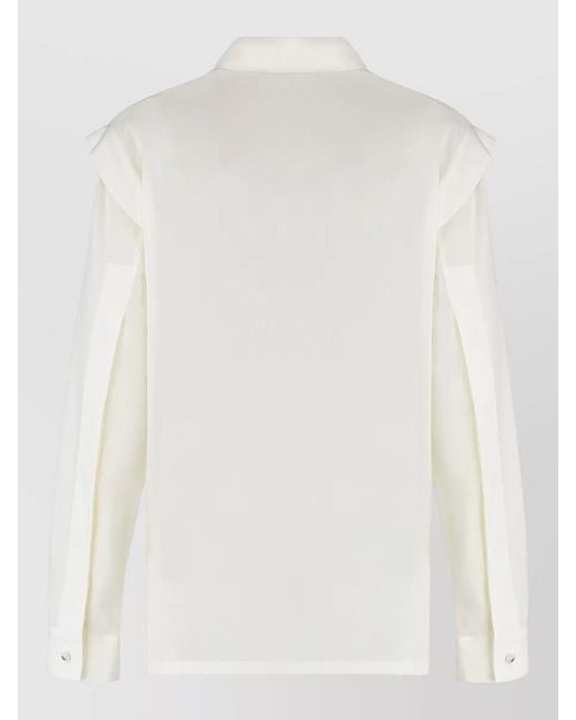 Max Mara White Zirlo Silk Shirt Relaxed Fit Long Sleeves