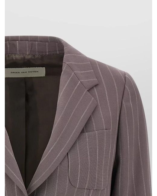 Dries Van Noten Brown Bamis Blazer Pinstripe Tailoring Notch Lapel