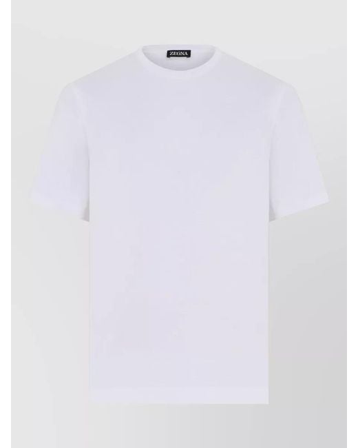 Zegna White Cotton Regular Fit Short Sleeve T Shirt for men