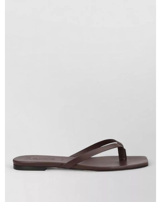 Aeyde Gray Flat Sole Open Square Toe Thong Slides