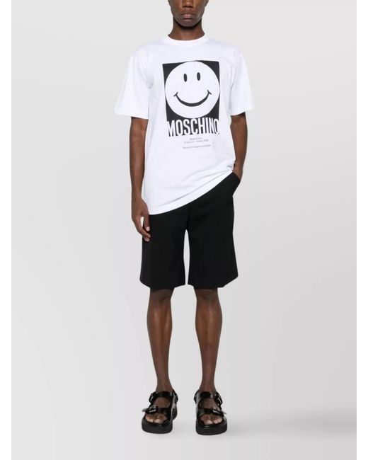 Moschino White Crew Neck Graphic Print T-Shirt for men