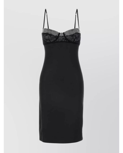 Oseree Black Strapless Midi Dress