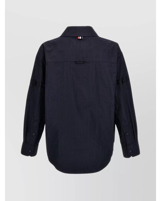 Thom Browne Blue Snap Front Overshirt for men