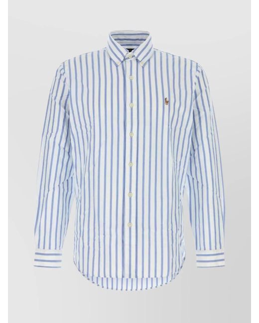 Polo Ralph Lauren Embroidered Stripes Oxford Shirt in Blue for Men ...