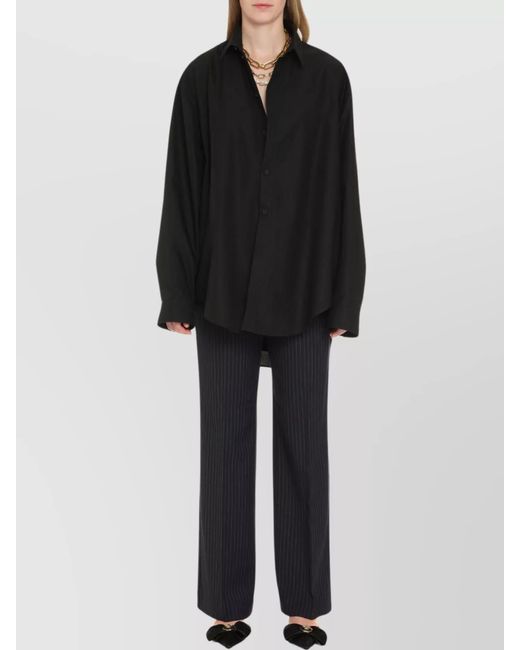 Balenciaga Blue Cotton Poplin Suspended Shirt Dress