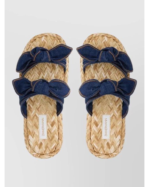 Zimmermann Blue Carousel Sandals Denim Straps Bow Detail