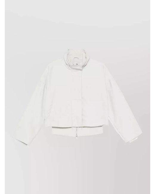 Emporio Armani White Cropped Cotton Blend Blouson Jacket