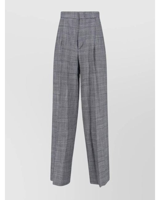 Sa Su Phi Gray Wool Silk Wide-Leg Trousers
