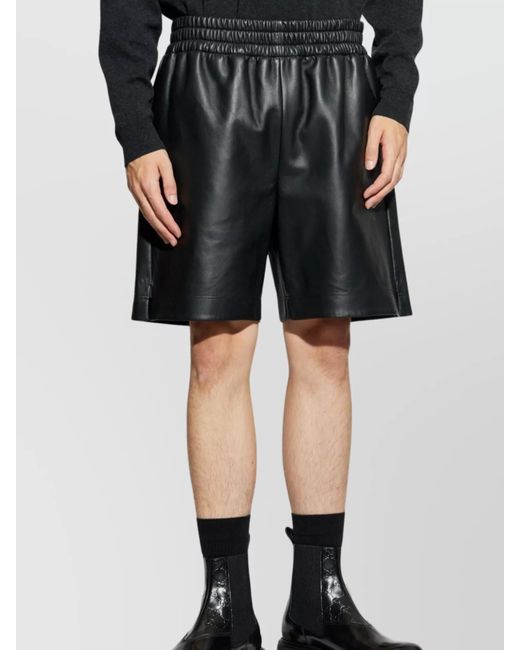Gucci Black Lamb Leather Knee-Length Tailored Shorts for men