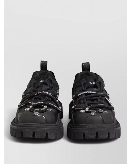Dolce & Gabbana Black Low Top Lace Up Trekking Sneakers for men