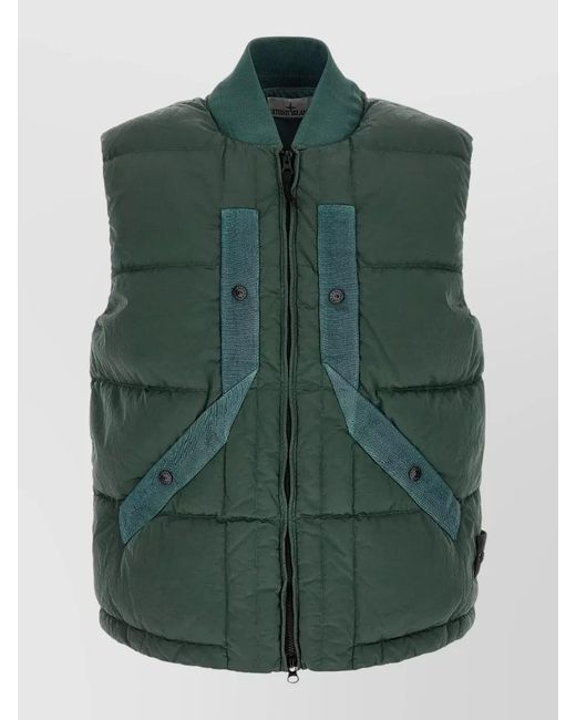 Stone Island Green Nylon Padded Vest for men