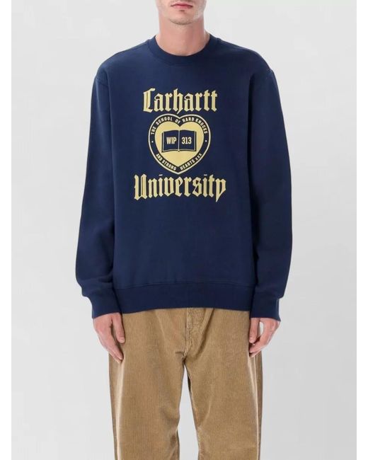 Carhartt Blue Campus Cotton Crewneck Sweatshirt Long Sleeves for men