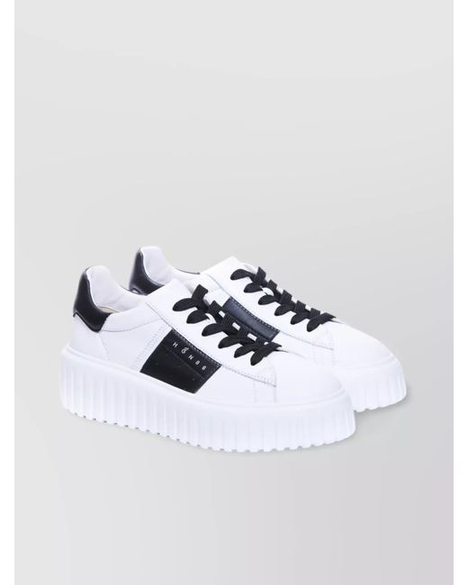 Hogan White Low Top Leather Sneakers With Platform Sole
