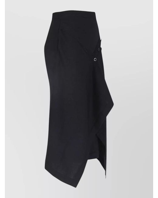 Lemaire Blue High Waist Midi Skirt Asymmetric Hem