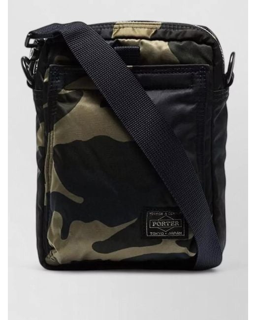 Porter-Yoshida and Co Black Camouflage Shoulder Bag Detachable Strap Pocket for men