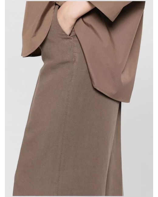 Via Masini 80 Brown Linen Trousers Wide Leg Belt Loops