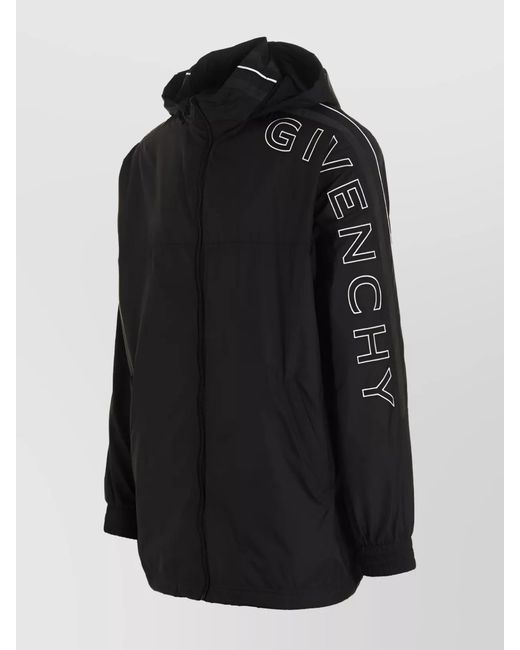 Givenchy Black Hooded Jacket With Elasticated Cuffs And Side Pockets for men