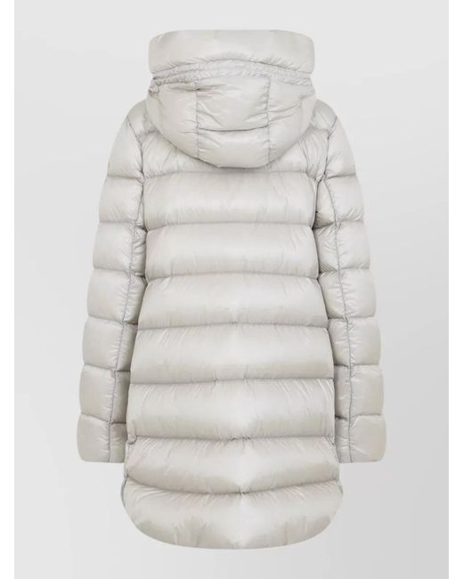 Moncler White Nylon Hooded Quilted Mid-Length Down Puffer Jacket