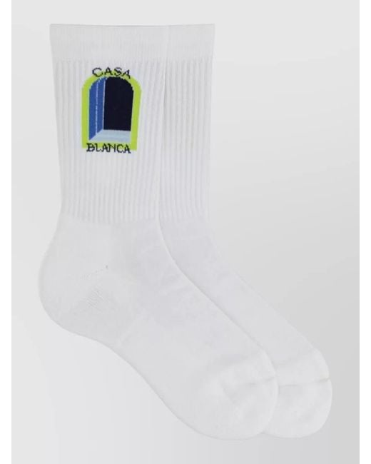 Casablanca White Logo Socks for men